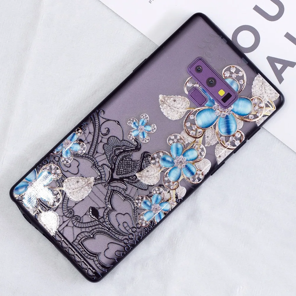 3D чехол с кружевным и цветочным принтом для SAMSUNG Note 9 S9 S8 Plus J4 J6 J7 A6 A8 A750 2018 A3 A5 J3 J530 J730