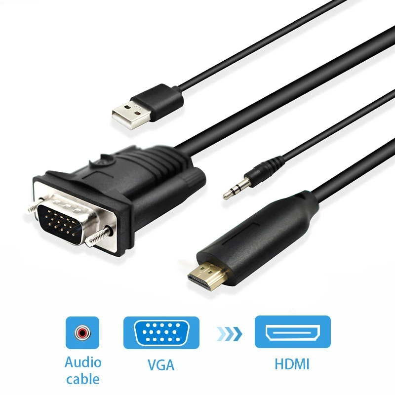 

VGA to HDMI adapter With Audio Support 1080P For PC Laptop to HDTV Projector Video Audio Converter vga hdmi converter