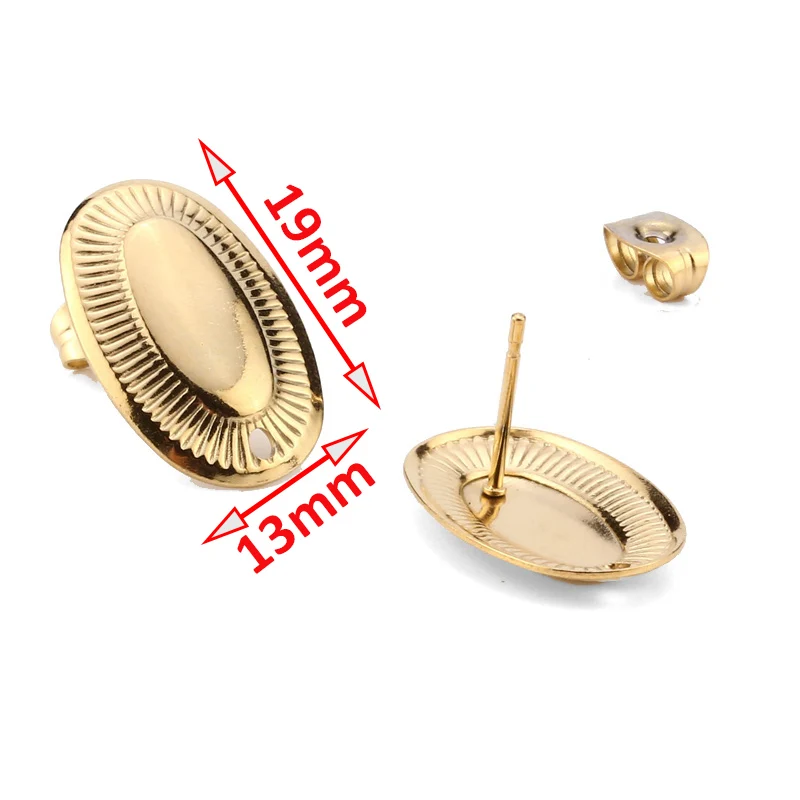 Oval Gold 8 мм кабошон из нержавеющей стали, серьги-гвоздики с отверстием, пустые серьги-капли ручной работы - Цвет: Oval Gold