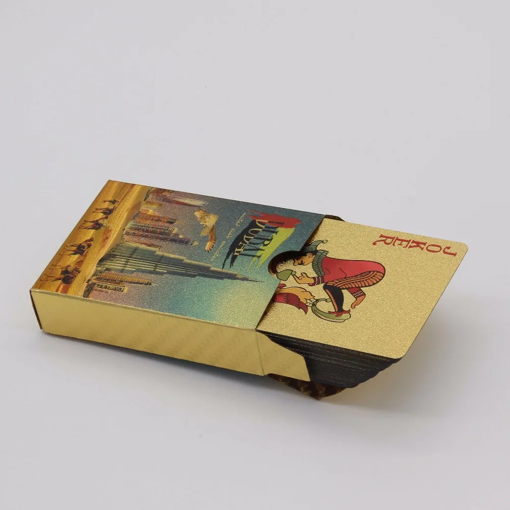 24K Gold Plated Warterproof Poker Plastic Play DUBAI Magic Card High Quality Standard Deck Playing Board Games Cards New | Спорт и