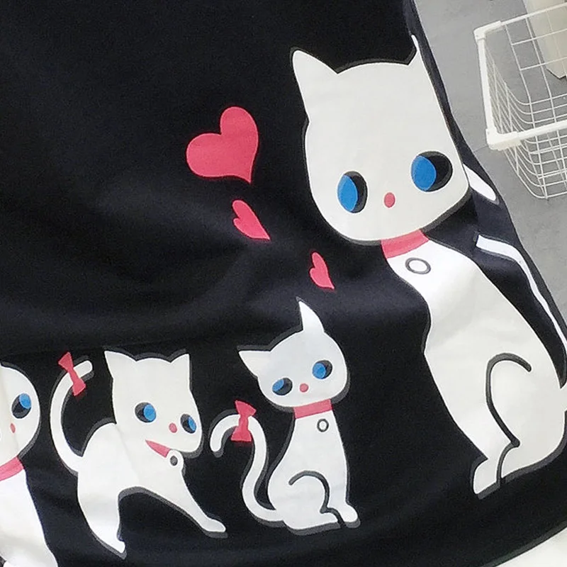 2017 Новый Осенняя Мода Мультфильм Кошки Печатные Рубашки Блузки С Длинным Рукавом