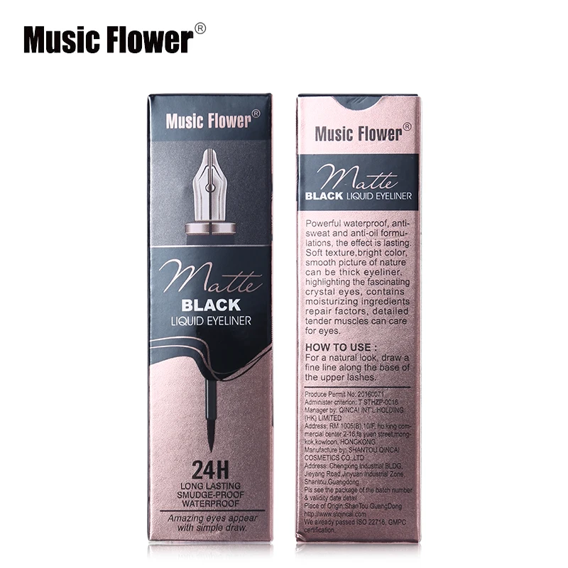 Подводка для глаз с музыкальным цветком матовая черная Водонепроницаемая жидкая