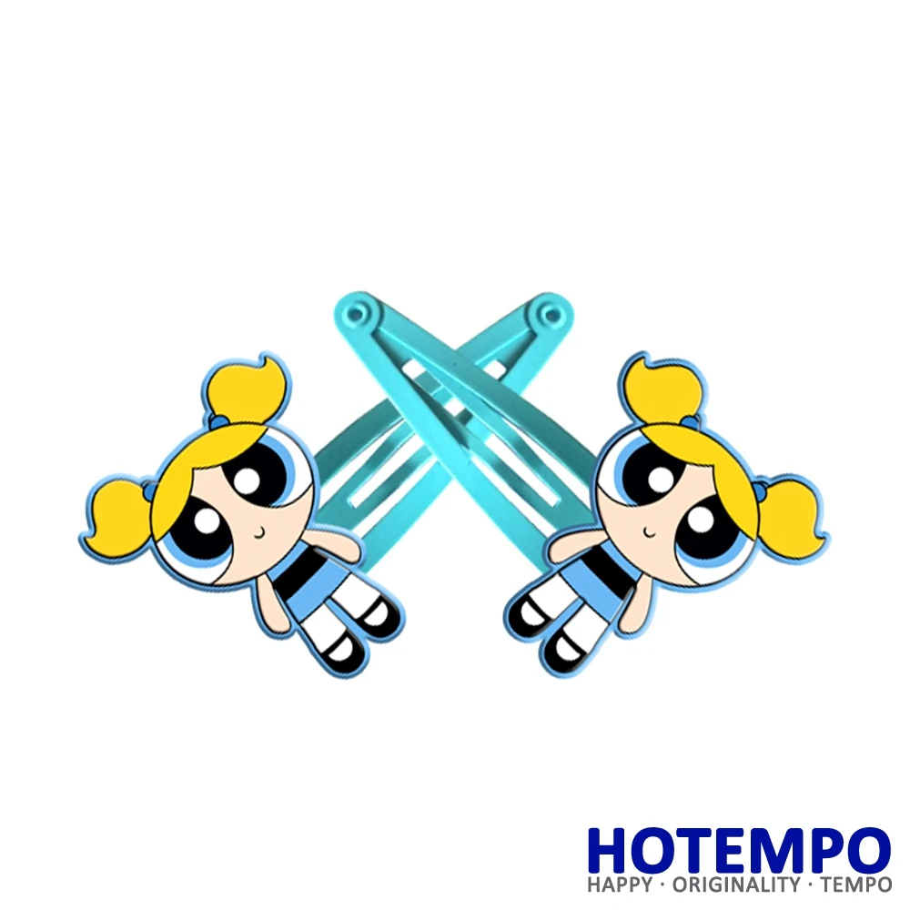 2pcs in Powerpuff, аксессуары для волос для девочек, цветные пузыри, BB заколки для волос для девочек, Мультяшные детские заколки 5 см, Детская повязка для волос - Цвет: 2pcs in