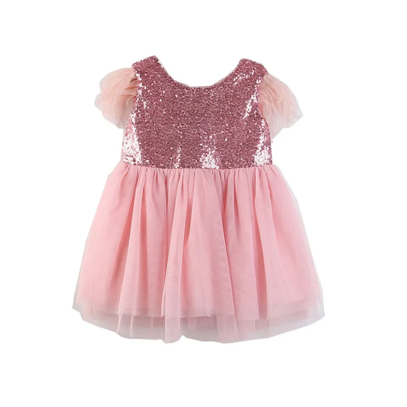 Toddler Baby Girl Princess Kid clothes round neck sleeveless Tassel Tulle Polyester backless Sequin Party Mini Dresses one piece | Детская