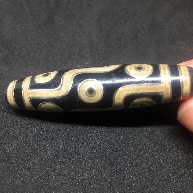 Inlay Silver 9 Eyes Dzi Beads 13MM*57MM Natural Agate Stone for Bracelet and Necklace High Quality |