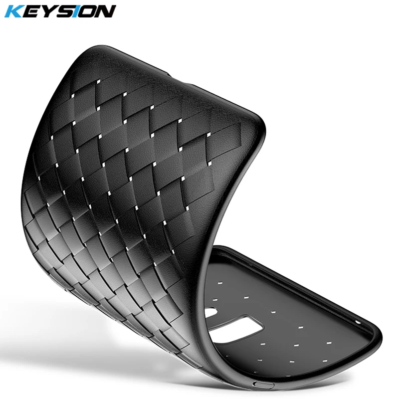KEYSION Super Soft Phone Case For Samsung Galaxy S9 Plus Luxury Grid Weaving TPU Silicone Back cover S9+ |