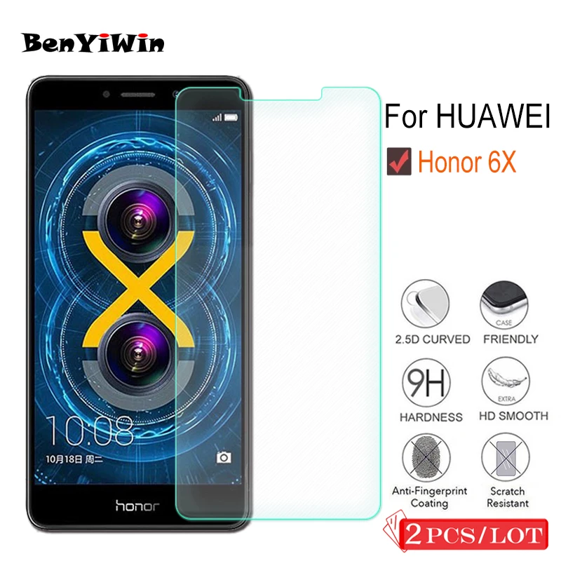 2 шт. закаленное стекло премиум-класса для Huawei Honor 6X защита экрана прозрачная