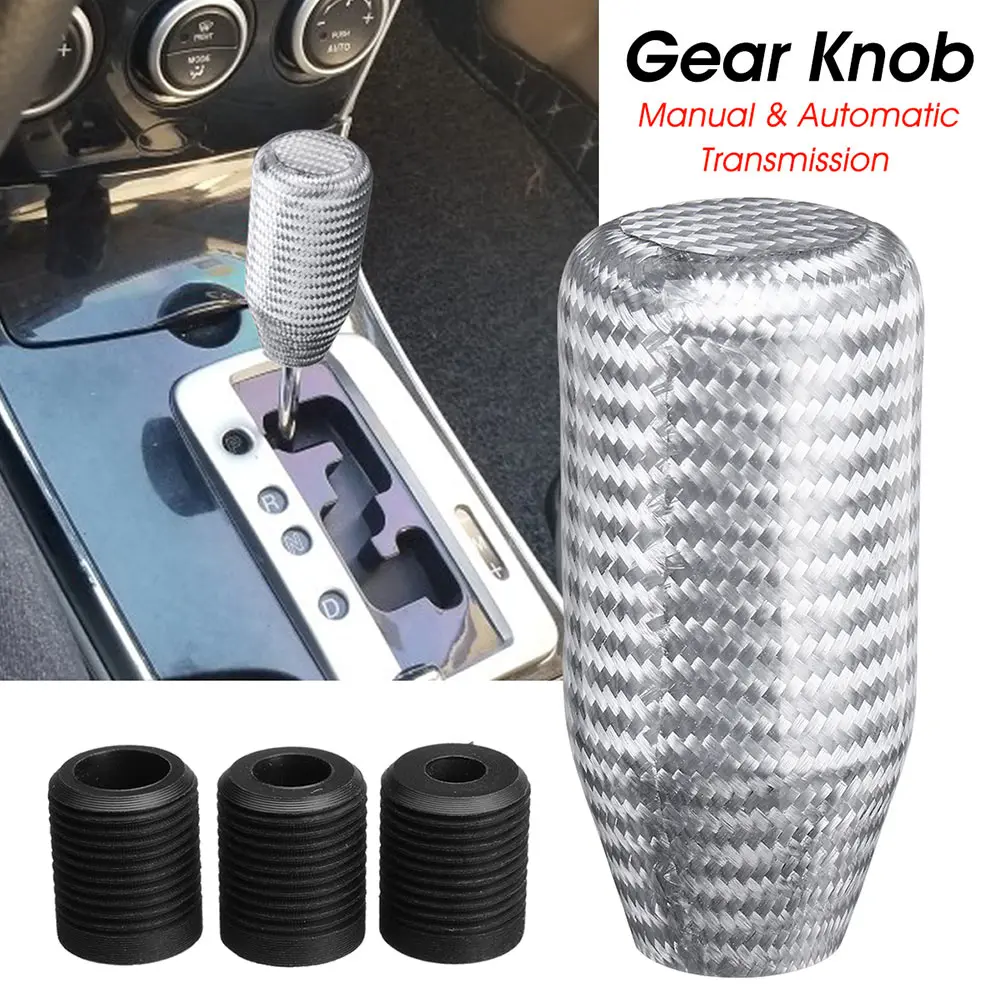 

Universal Carbon Fiber Manual Transmission Stick Gear Shift Knob with 3 Adaptors TD326