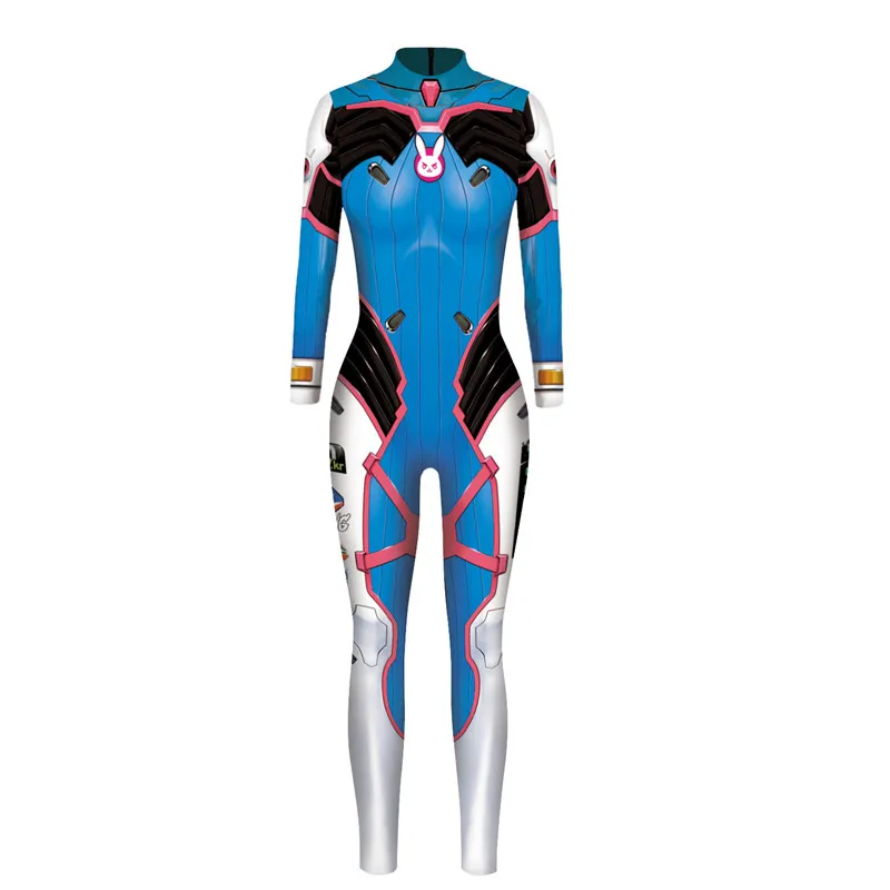 Высокое качество Косплей Overwatch DVA костюм спандекс полиэстер Zentai боди Женский полный тело Хэллоуин костюм C13301 - Цвет: BAX048