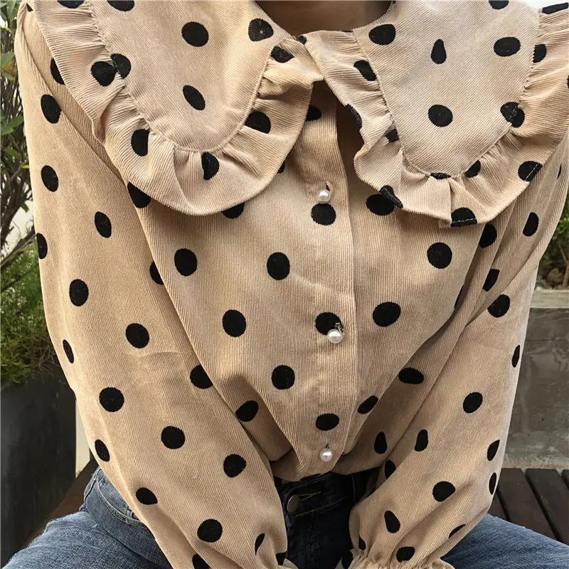 Женская рубашка с длинным рукавом HziriP осенне зимняя блузка воротником Питер Пен
