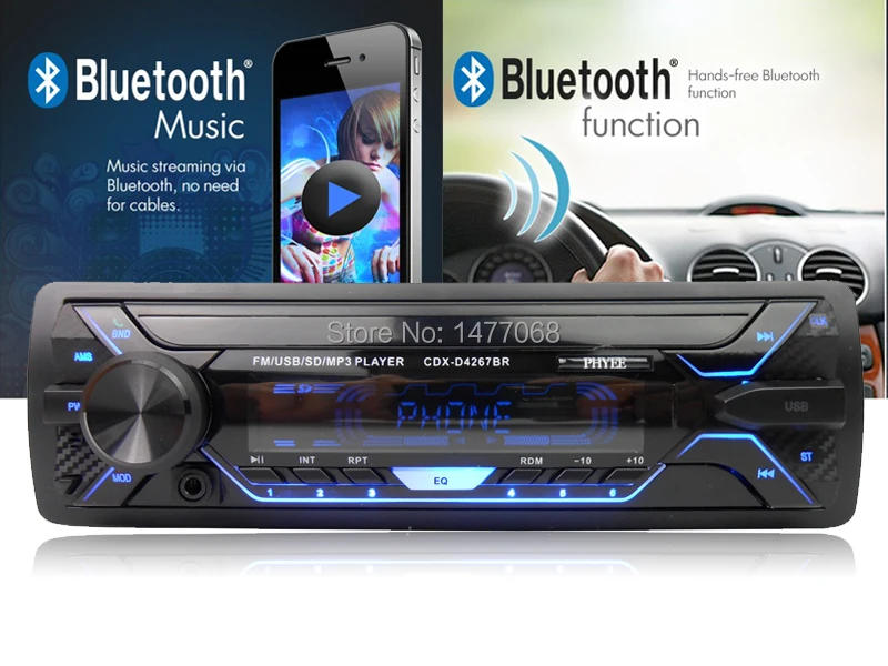 Съемное автомобильное радио Bluetooth Авторадио USB 1 Din стерео аудио MP3 плеер SD Aux-in FM тюнер Высокая мощность головное устройство PHYEE 4785BT