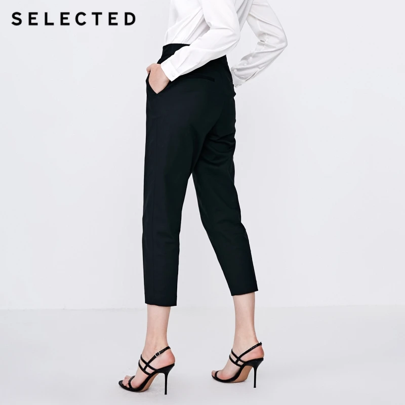 Отборные женские зауженные укороченные брюки из смеси хлопка S | 418414512 Женская