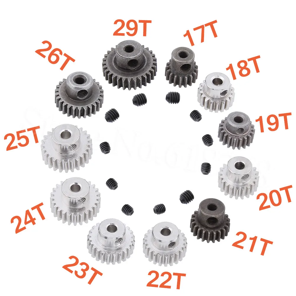 

3.175mm Shaft Hole Metal 17T 18T 19T 20T 21T 22T 23T 24T 25T 26T 29T Motor Pinion Gears for RC Cars Scale Hobby Model