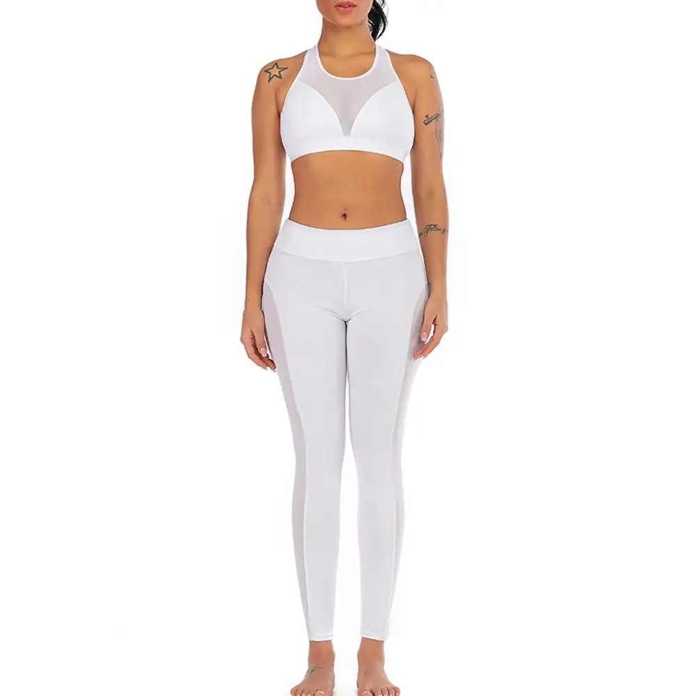 Модный женский прозрачный однотонный жилет для йоги из двух предметов