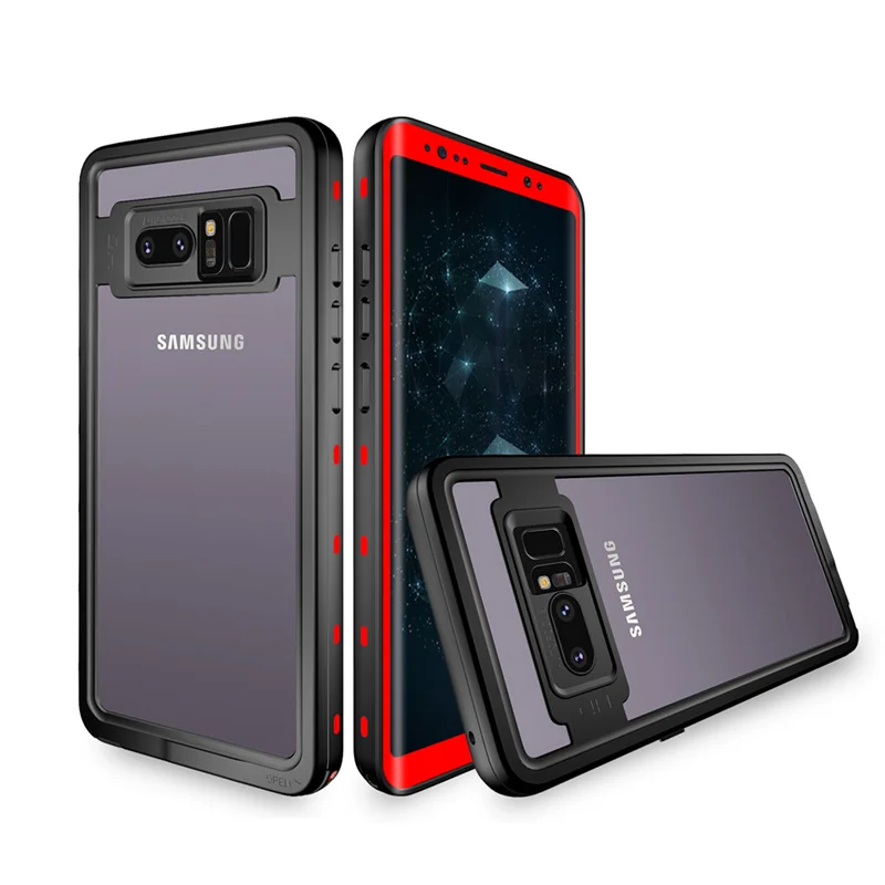 Водонепроницаемый чехол для телефона для samsung Galaxy S9 S9 Plus Note 8 9 360 полный корпус прочный прозрачный чехол Крышка с Экран протектор - Цвет: Red