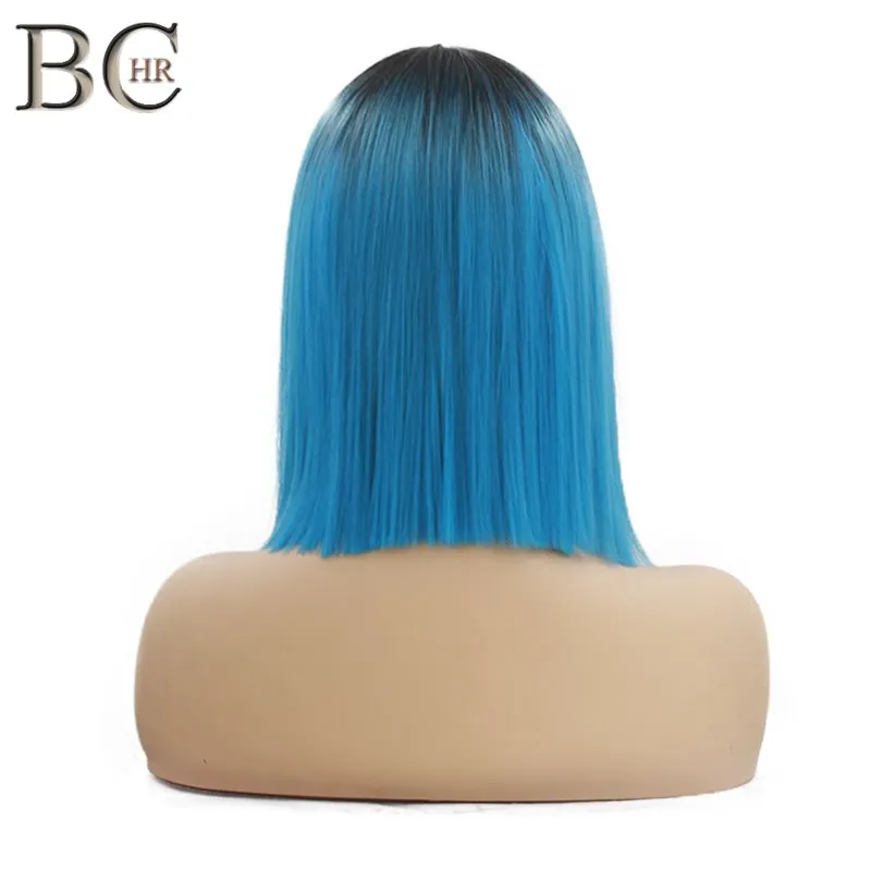 BCHR Ombre Bob 13*4 синтетический кружевной передний парик темно-корень синий парик для женщин косплей парик