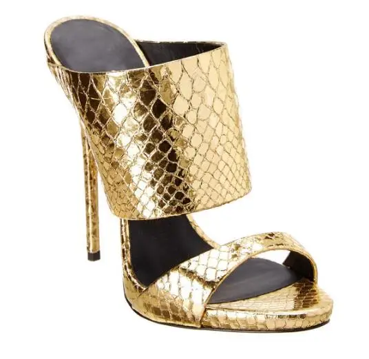 

Сандалии женские на платформе и очень высоком каблуке, модные шлепанцы с открытым носком, тонкий каблук, шлепанцы с круглым носком, цвет зол...