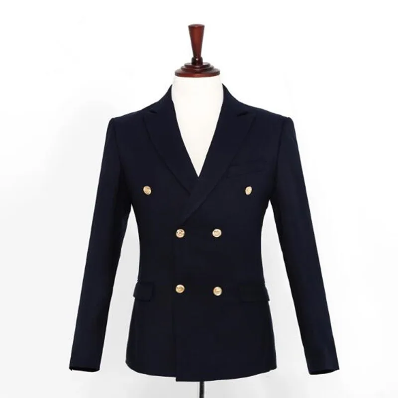 Новый дизайн мужские костюмы пиджак Одноцветный двубортный свадебный смокинг