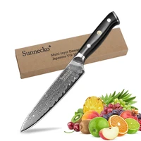 sunnecko 5 inch utility knife kitchen chef knives 73 layer japanese damascus vg10 steel sharp blade g10 handle cutter tools