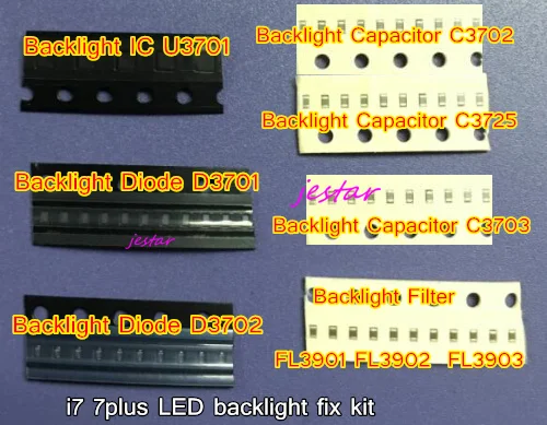 

3 комплекта (39 шт.) IC чип диодный конденсатор U3701 D3701 D3702 C3702 C3725 C3704 C3705 для iphone 7 7plus Dim без светодиодной подсветки fix kit