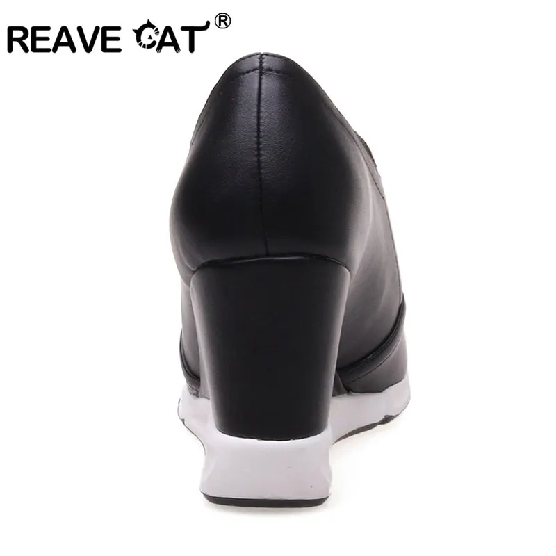 REAVE CAT/обувь женские туфли-лодочки на высоком каблуке модная пикантная женская обувь на танкетке с острым носком mujer крутая обувь из искусственной кожи на резиновой подошве черного и красного цвета; A052