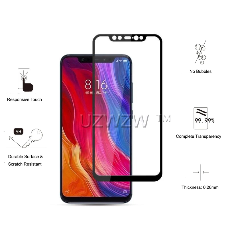 2 шт для Xiaomi Mi 8 Стекло полное покрытие закаленное стекло для Xiaomi Mi 8 Защита экрана 9H твердое защитное стекло