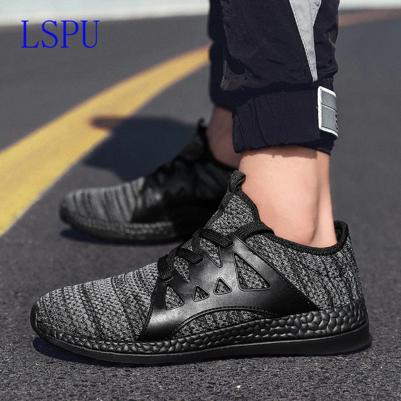 Summer sports shoes for men crocheted mesh loafers lace-up socks boys ultralight size 39-47 | Обувь
