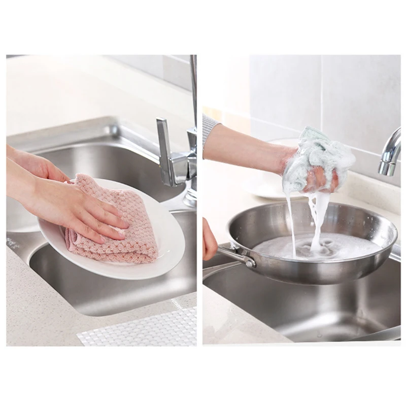 Впитывающее полотенце для домашней кухни толстое Двухслойное кухонное из