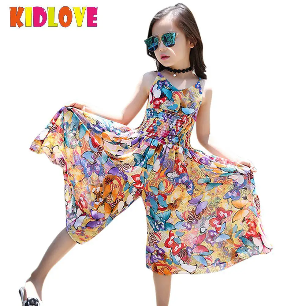 Kidlove/Детская летняя одежда для девочек без рукавов с цветочным принтом на