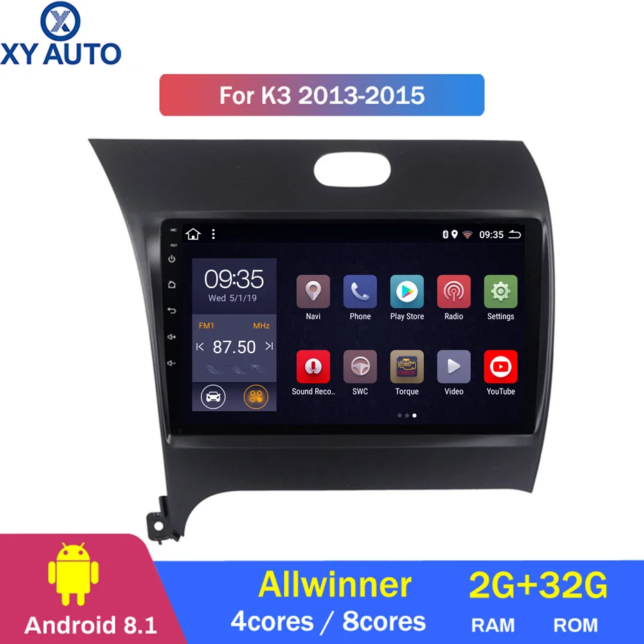 9 дюймов 2.5D IPS HD Мульти-сенсорный экран Android8.1 2G RAM 32G ROM NAVI для Kia k3 2013-2015 с Bluetooth USB WIFI