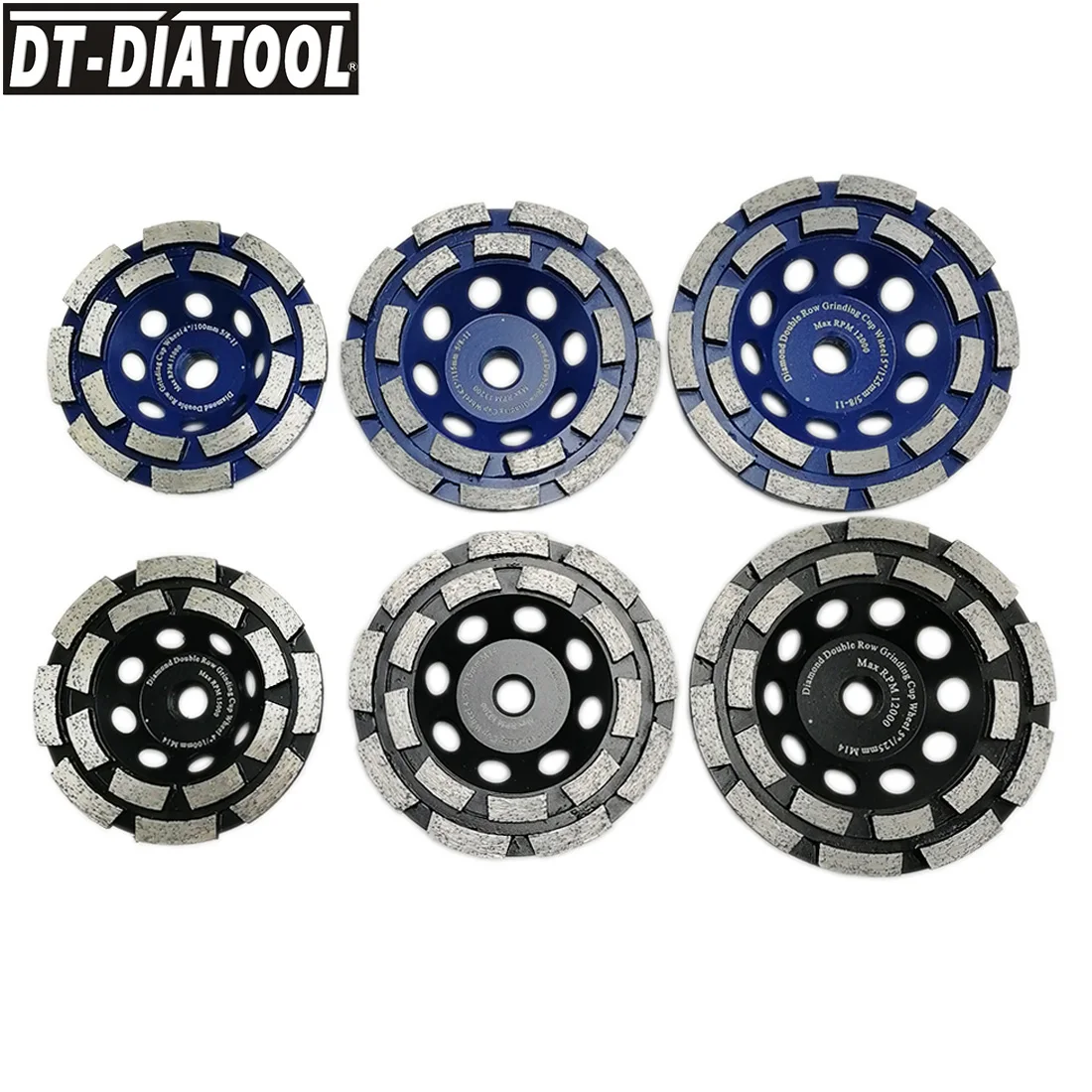 

DT-DIATOOL 2pcs/pk 100/115/125/180mm Diamond Double Row Cup Grinding Wheel M14 or 5/8-11 for Concrete hard stone granite marble