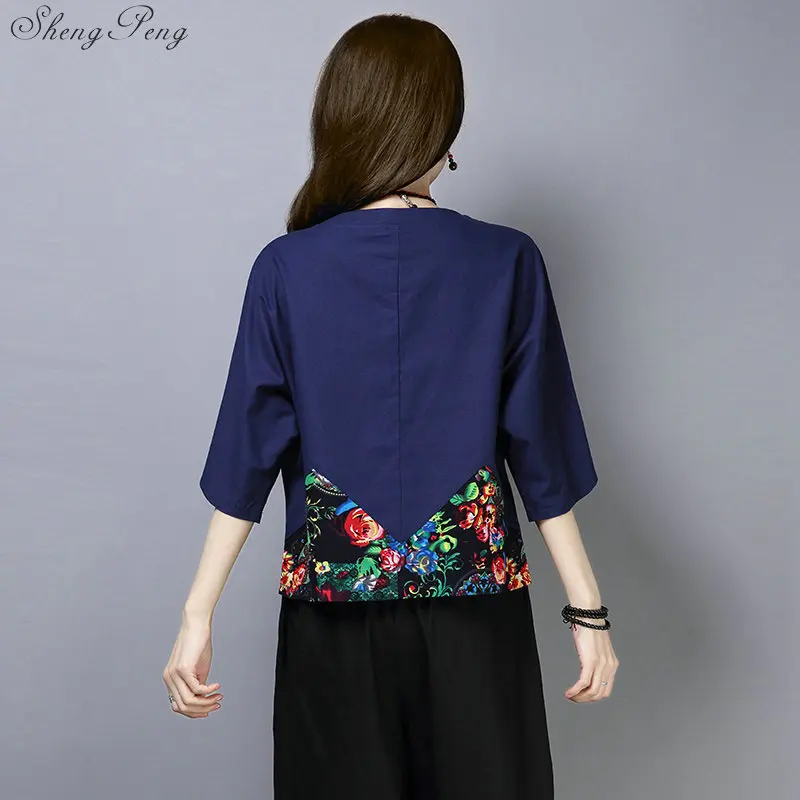 

Chinese blouse traditional chinese clothing for women linen oriental China clothing womens tops and chinese style blouses V1456