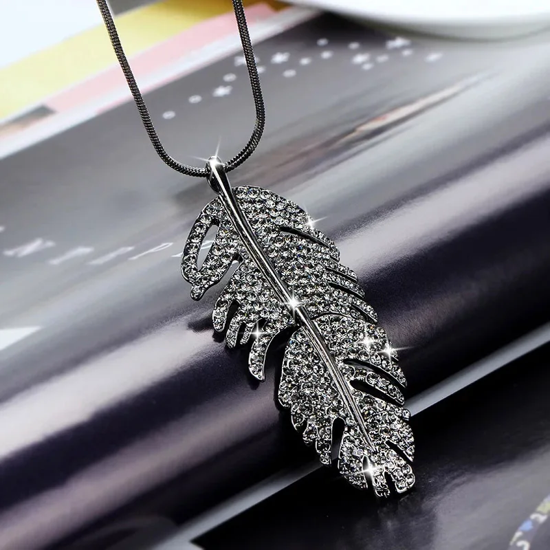 black gun plated SINLEERY, винтажное модное женское ожерелье с кулоном в виде листьев из кубического циркония, длинная цепочка, массивное ювелирное изделие MY066 SSB - Окраска металла: black gun plated