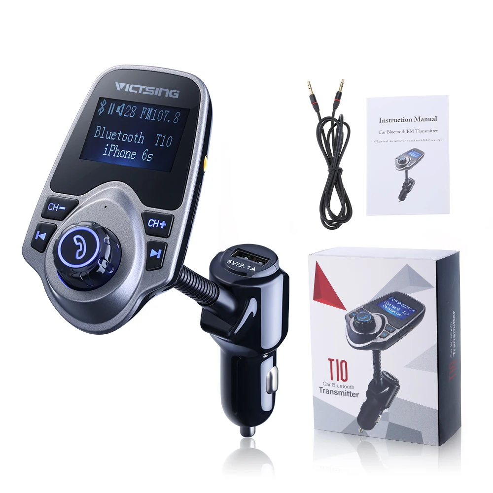 VicTsing Bluetooth fm-передатчик USB Автомобильное зарядное устройство беспроводной