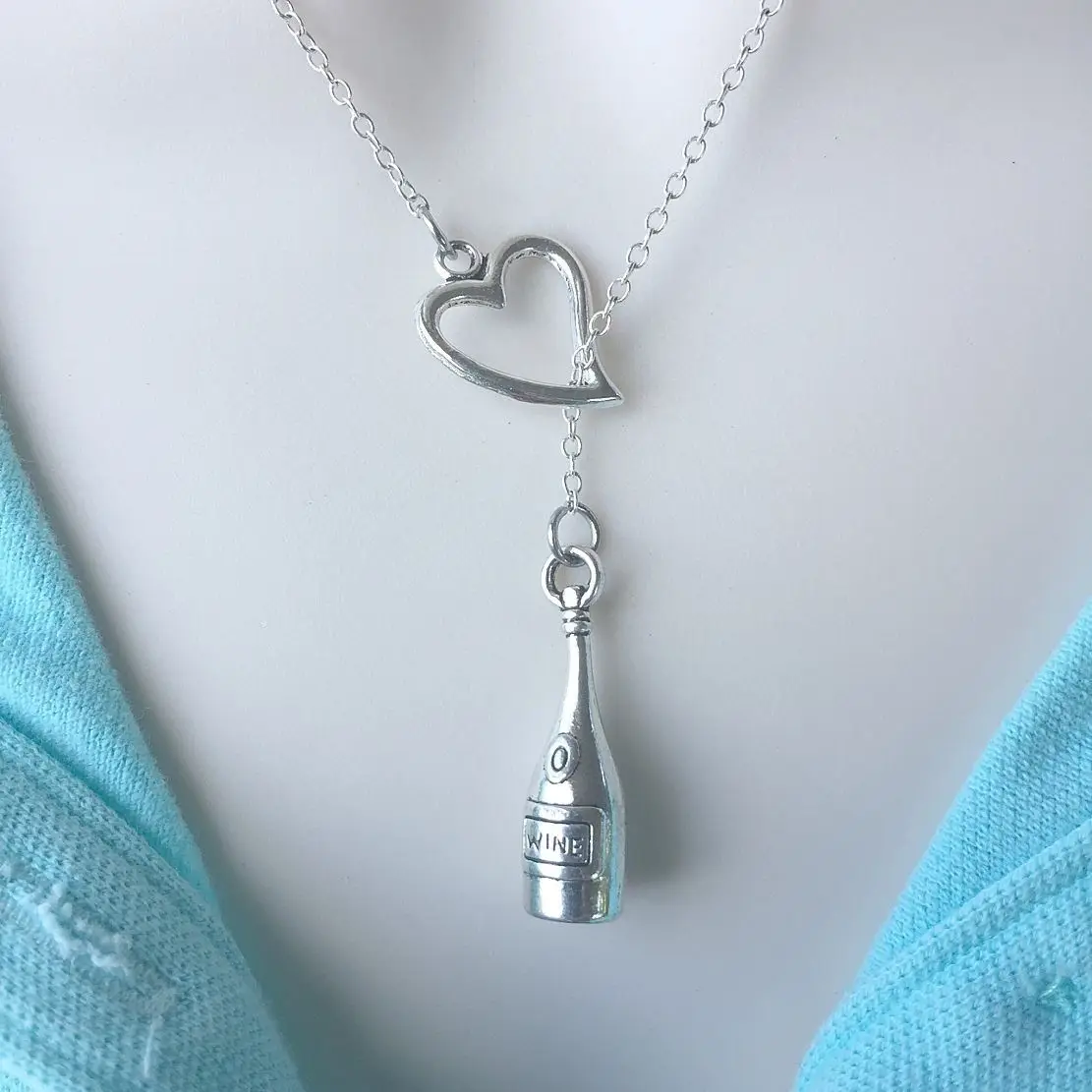 Подвеска винная бутылка в виде сердца из сплава подвеска с надписью I Love Wine