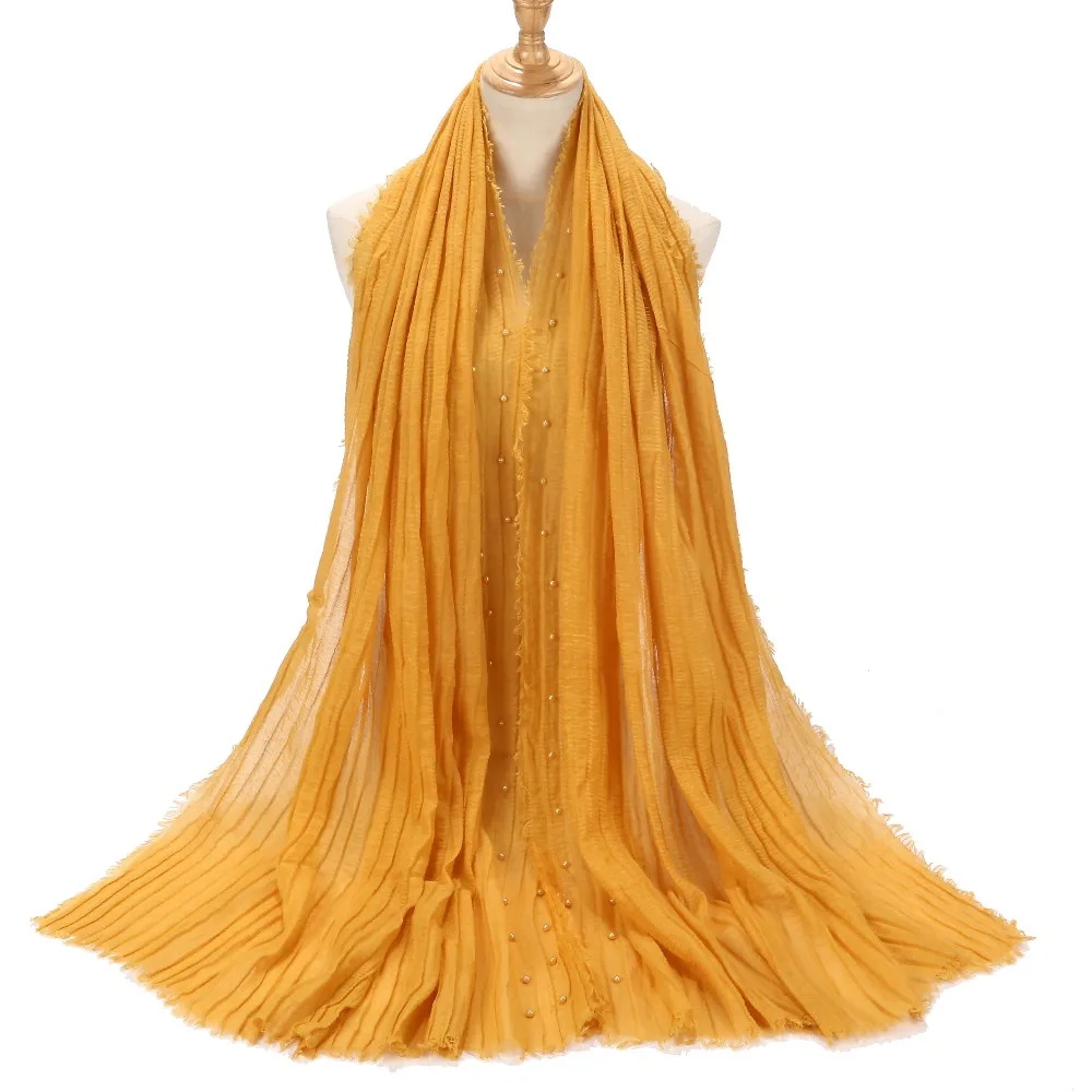 Новинка хлопковые шали женские шарфы модные бусы шарф хиджаб обычная повязка на