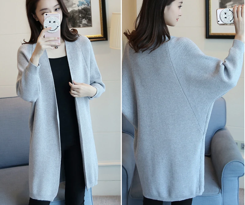 White Loose Bat Cardigans Lady's Coats Autumn Winter Women Solid Color Oversized Long Batwing Sleeve Knit Cardigan Sweater 2019 |