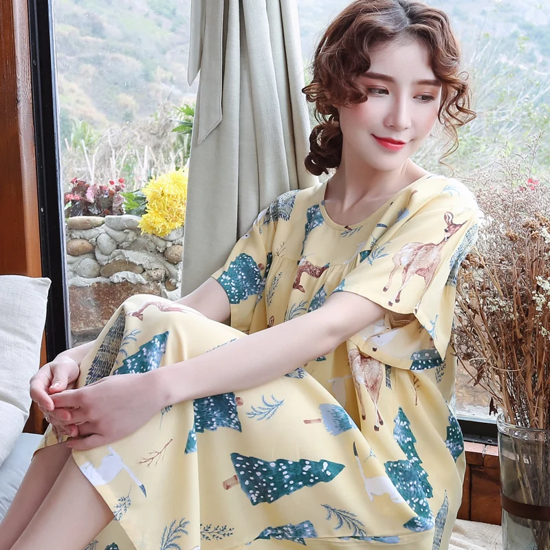 New Arrivals Vintage Sleepshirts Loose Home Dress Print Sleepwear Pregnant Women Sleep &amp Lounge Soft Cotton Nightgown Plus Size | Мать и