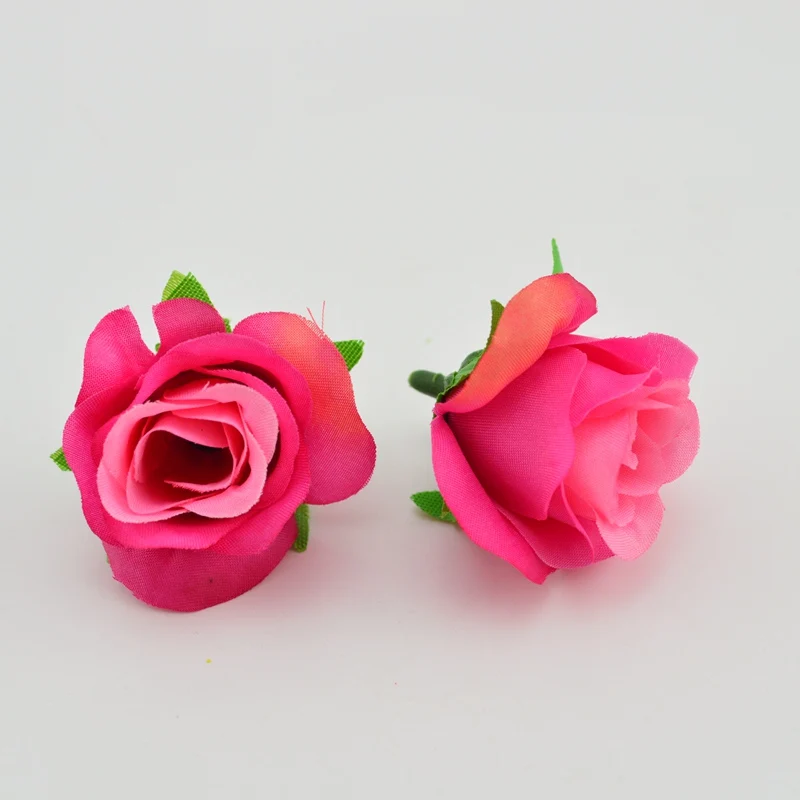 rose red Шелковые Розы 10 шт. 4 см искусственные головки цветов для дома Рождество год свадебные украшения, аксессуары искусственный цветок - Цвет: rose red