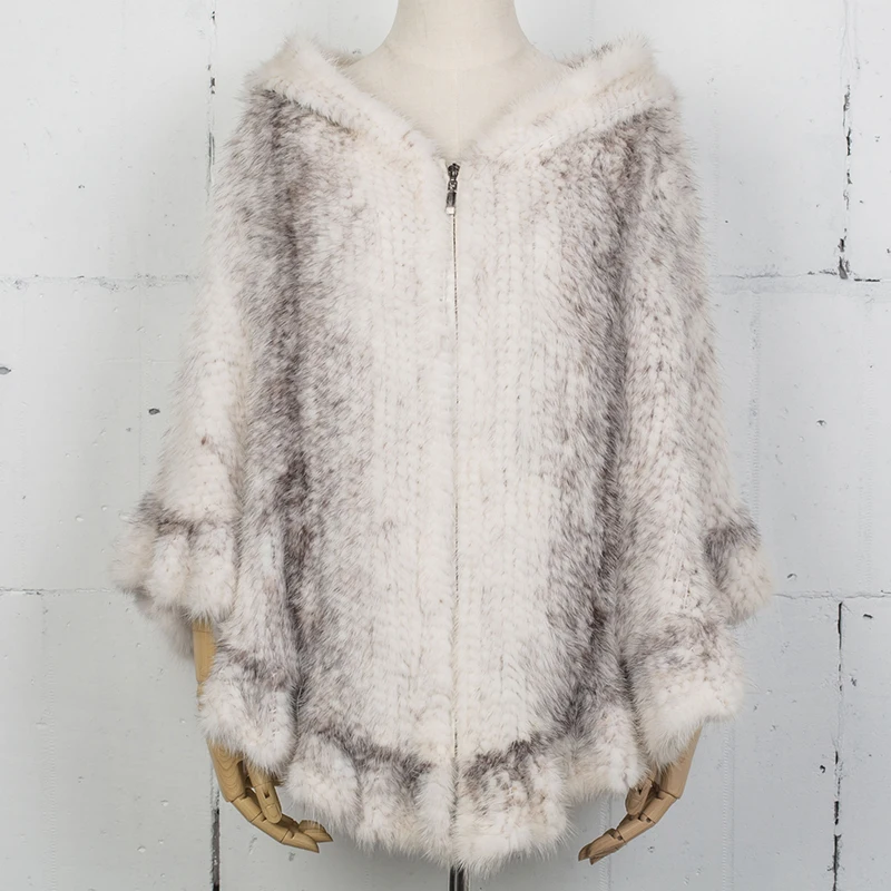 beige Pudi CK715 Новая мода для женщин пончо из натурального меха норки вязаный пашмины шаль обёрточная бумага пончо халаты - Цвет: beige