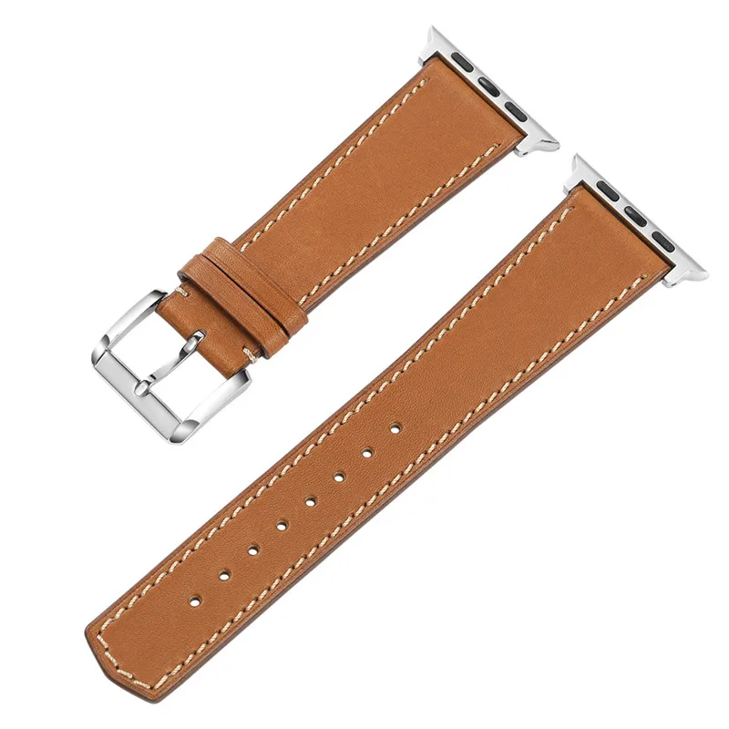 brown(longer)-silver CHIMAERA для наручных часов Apple Watch плечевой ремень кожаный ремешок для наручных часов iWatch серии 1/2/3/4 часы ремешок 38 мм 40 мм 42 44 мм - Цвет ремешка: brown(longer)-silver