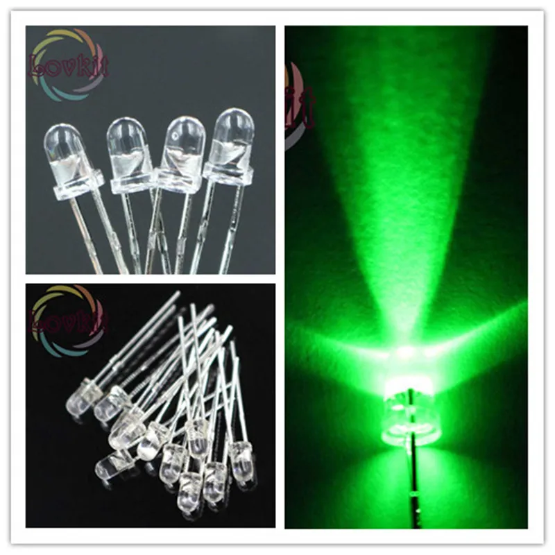High Quality 1000pcs 3MM Round Top Green leds 3mm Ultra Bright LEDs light Emitting Diodes Electronic Components Wholesale Retai | Освещение