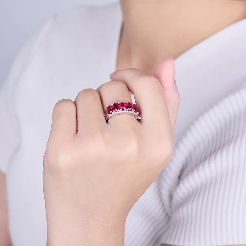 LOVERJEWELRY, настоящие женские обручальные кольца, рубиновое ювелирное изделие, Твердое 14 к белое золото, натуральный бриллиант, красный рубин, кольцо, классические женские ювелирные изделия