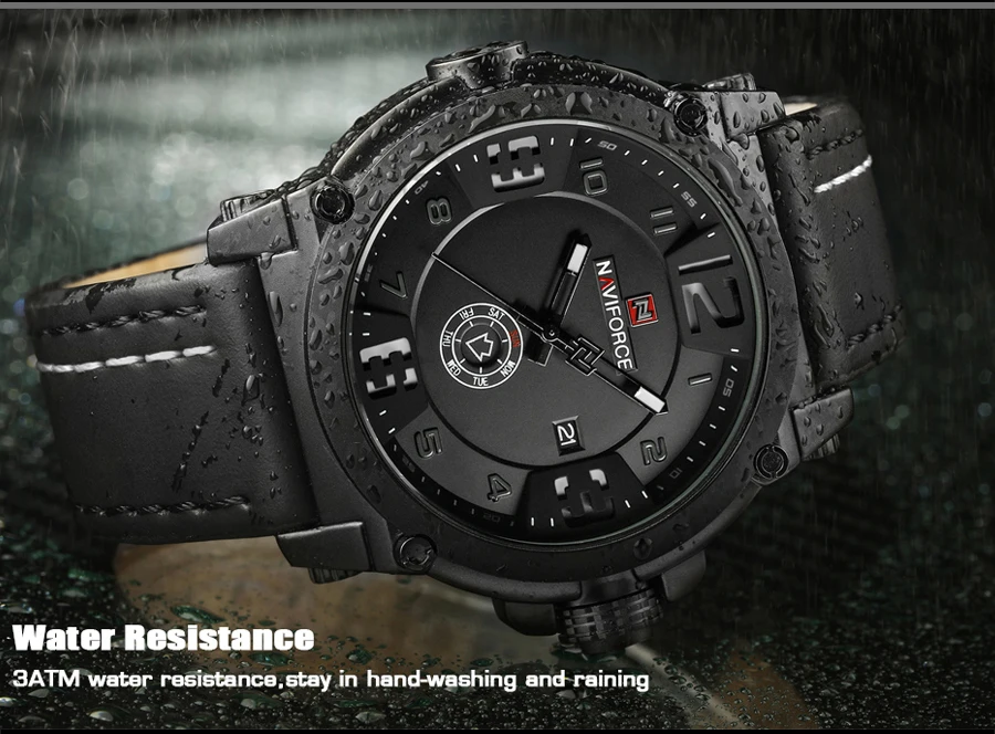 Naviforce модные спортивные кожаные роскошные часы мужские водонепроницаемые мужские наручные часы со светящимся циферблатом мужские наручные часы Reloj Hombre