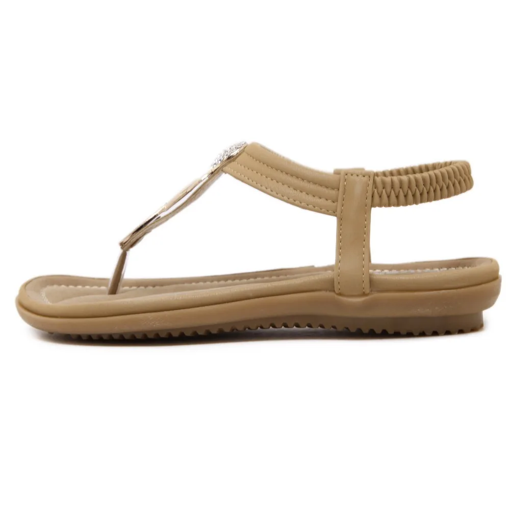 Сандалии GOXPACER женские на плоской подошве удобная мягкая модная обувь со стразами