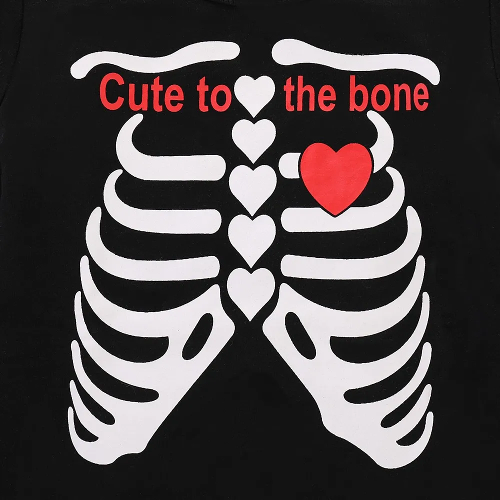 Одежда для маленьких девочек топы с длинными рукавами аппликацией в виде черепа