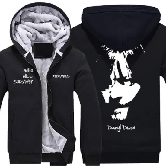 Мужские повседневные толстовки с капюшоном Daryl Dixon Head Зимние флисовые супер