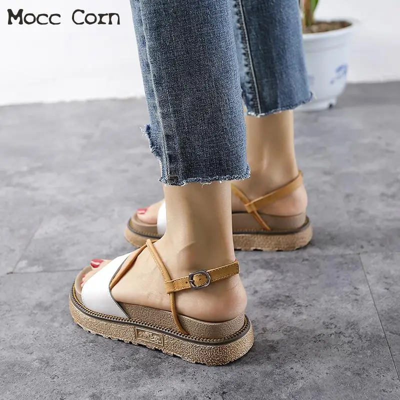 Mujer Sandalias женские сандалии на платформе летние туфли с открытым носком плоской