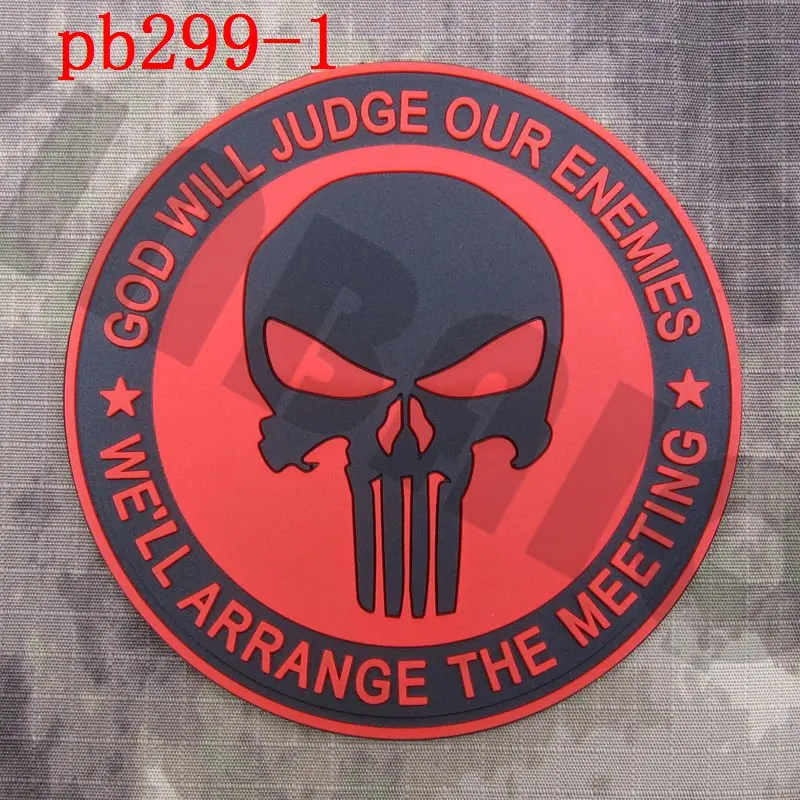 3D ПВХ патч Бог будет осуждать наших противников Wewill ARRANGETHEMEETING SEAL TEAM 6 Каратель Череп Резиновый патч