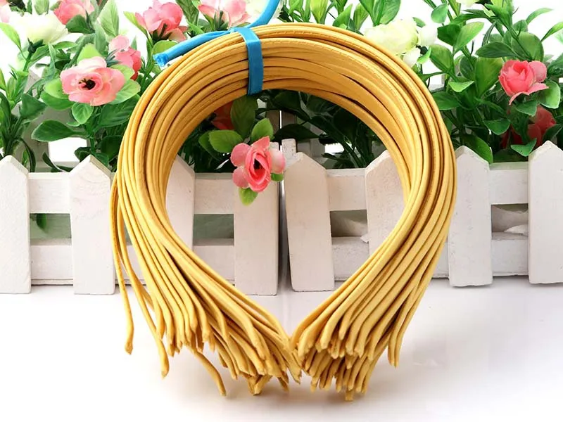 18 Gold Yellow 5 шт./лот, 20 цветов, ручная работа, атласные, покрытые смолы, повязки для волос для женщин и девочек, цельная повязка для волос повязка на голову "сделай сам", детский обруч на голову - Окраска металла: 18 Gold Yellow